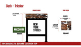 Dark Tricolor Cowhide Brooklyn Stool | Cowhide Counter Stool | Luxury Cowhide Bar Stool | Square Cushion | Height: Medium