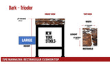 Dark Tricolor Cowhide Manhattan Stool | Cowhide Counter Stool | Luxury Cowhide Bar Stool | Rectangular Cushion | Height: Large