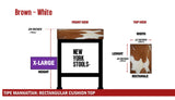Brown & White Cowhide Manhattan Stool | Cowhide Counter Stool | Luxury Cowhide Bar Stool | Rectangular Cushion | Height: Extra Large