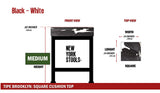 Black & White Cowhide Brooklyn Stool | Cowhide Counter Stool | Luxury Cowhide Bar Stool | Square Cushion | Height: Medium