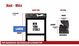 Black & White Cowhide Manhattan Stool | Cowhide Counter Stool | Luxury Cowhide Bar Stool | Rectangular Cushion | Height: Large