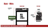 Black & White Cowhide Manhattan Stool | Cowhide Counter Stool | Luxury Cowhide Bar Stool | Rectangular Cushion | Height: Medium