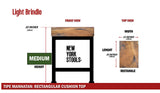 Light Brindle Cowhide Manhattan Stool | Cowhide Counter Stool | Luxury Cowhide Bar Stool | Rectangular Cushion | Height: Medium