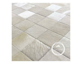 Squares Patchwork Cowhide Rug, Off White