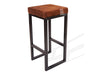 Brown Cowhide Brooklyn Stool | Cowhide Counter Stool | Luxury Cowhide Bar Stool | Square Cushion | Height: Extra Large