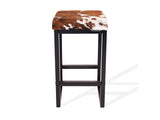 Light Tricolor Cowhide Brooklyn Stool | Cowhide Counter Stool | Luxury Cowhide Bar Stool | Square Cushion | Height: Large