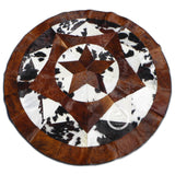 Round Cowhide Rug Tricolor Multi Star 60" - 80" ( 5 ft - 6.7ft)