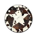 Round Cowhide Rug Tricolor Single Star 40" - 60"
