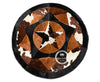 Round Cowhide Rug Tricolor Multi Star 60" - 80" ( 5 ft - 6.7ft)