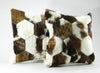 Pair Double Sided Tricolor Cowhide Pillow Cover (Set of 2 units) 15"x 15" or 20" x 20" or 24" x 24"