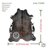 Dark Brindle Tricolor Cowhide Rug , Size: Large (L), Code: FW289